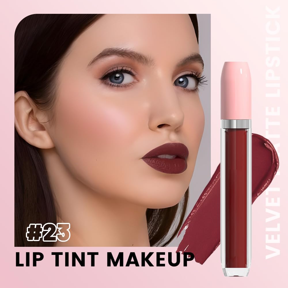 BINGBRUSH Super Matte Longwear No-Budge Stay On Smudge Proof Liquid Lipstick Long Lasting Makeup for Women,Highly Pigmented Color and Instant Shine, Cheeky