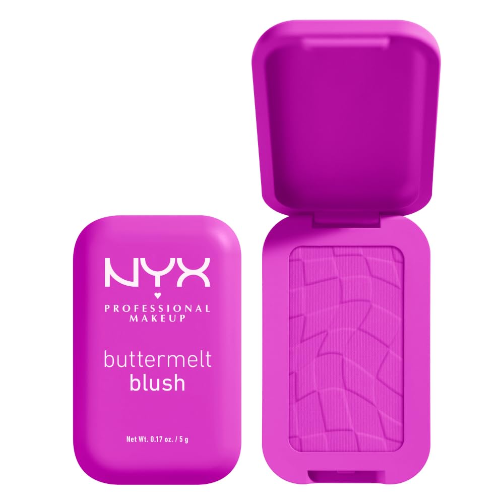 NYX PROFESSIONAL MAKEUP Buttermelt Powder Blush, Fade and Transfer-Resistant Blush, Up to 12HR Make Up Wear, Vegan Formula - All The Butta