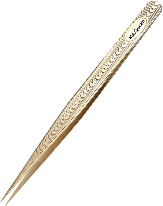 Ms.Queen Straight Tweezers for Eyelash Extensions-Precision Lashing Tweezers for Individual Volume Lashes Extensions