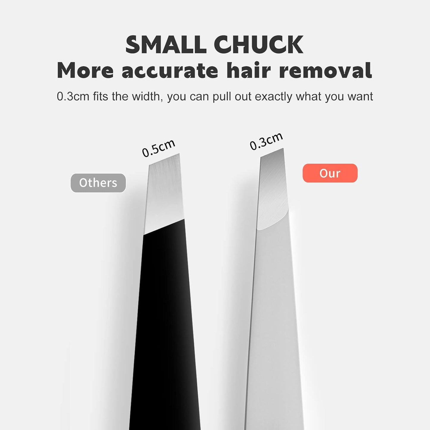 Flat and Slant Tip Tweezers of 2 Pack, Stainless Steel Precision Tweezer for Women Eyebrow & Hair Removal