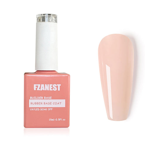 FZANEST Rubber Base Builder Gel Nail 15ml Jelly Natrual Nude Pink Color Gel Polish Nail Strengthener Self-leveling Extension Soak Off UV LED