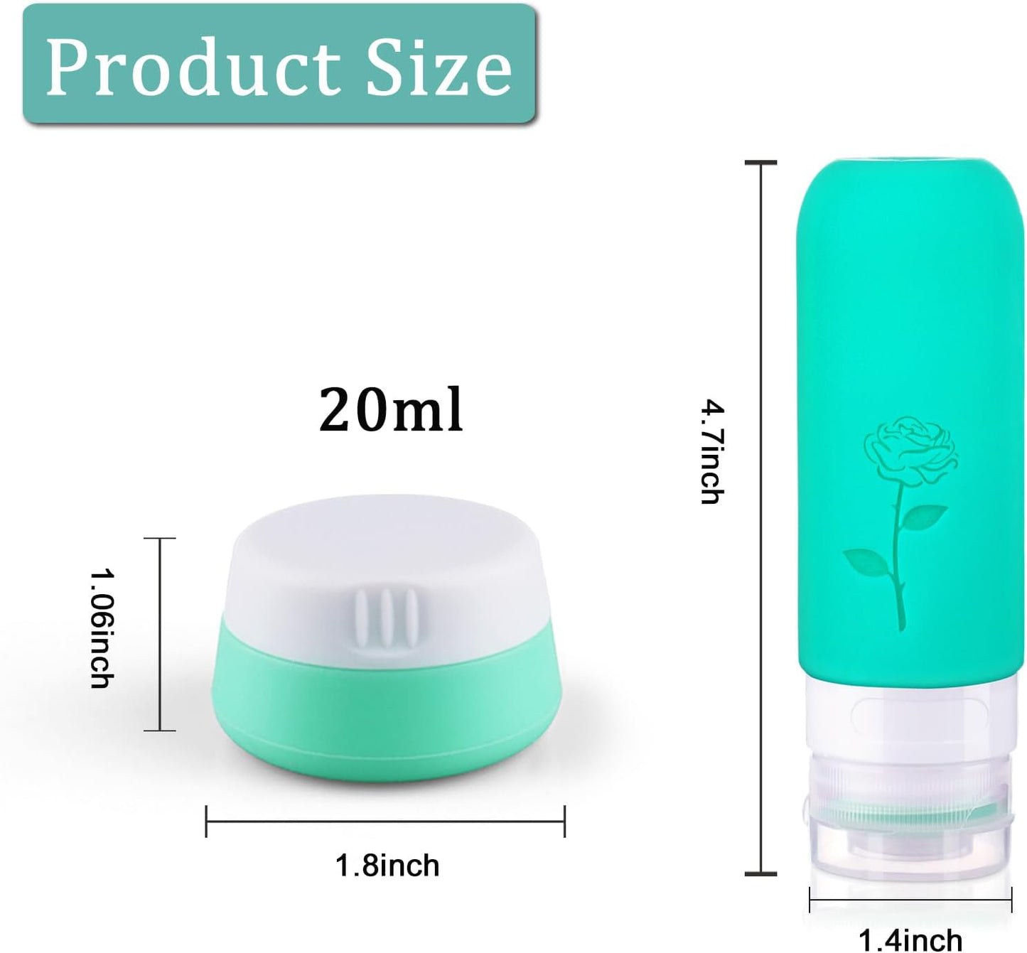 Small Travel Size Container for Cream 3pcs Mini Silicone Makeup Jar and 1pcs Tiny Squeeze Bottle, TSA Approved Leak-proof Lotion Pots and Toiletries Bottles With Storage Bag