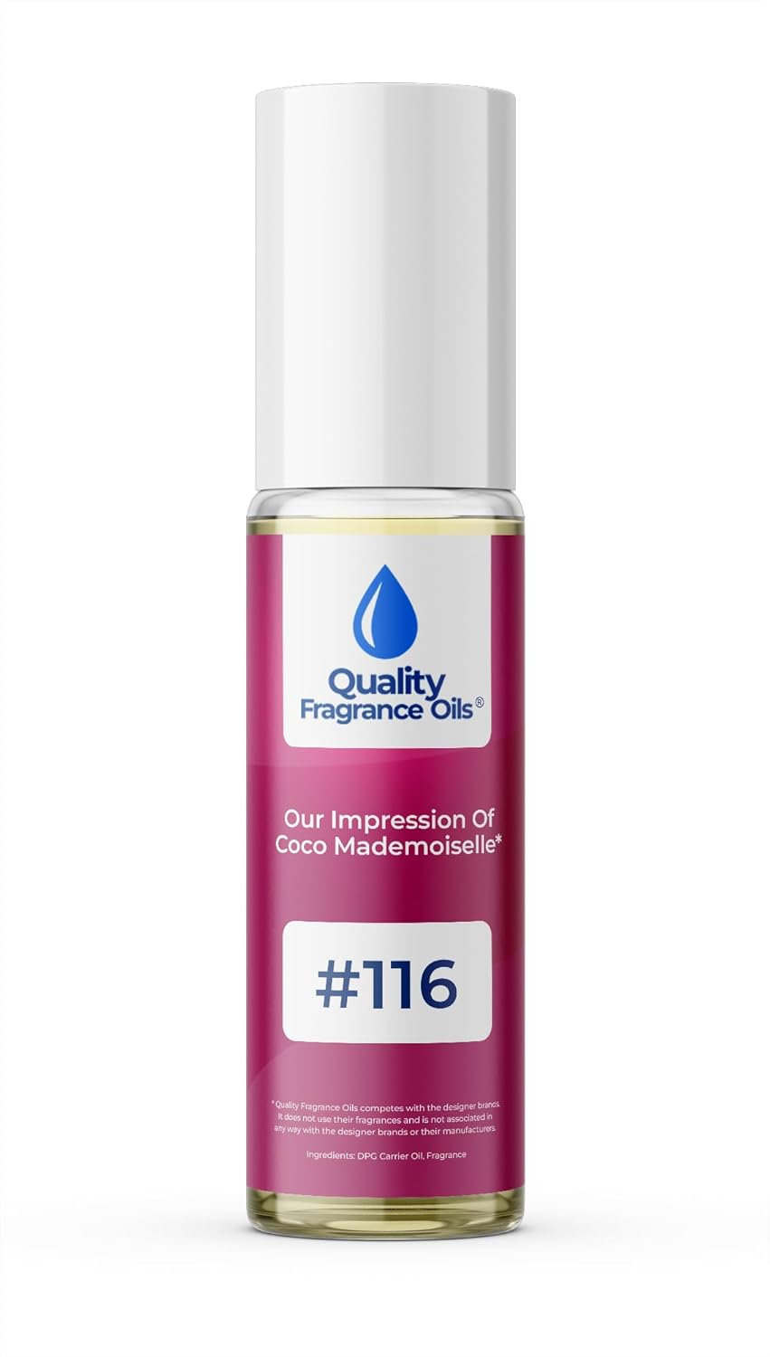 Quality Fragrance Oils' Coco Mademoiselle Impression #116 | Long-Lasting Perfume Oil, Alcohol-Free, Strong Scent, 10ml Roll-On | Affordable Alternative to Designer Fragrances