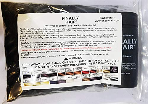 Hair Building Fibers 200 Grams 7 Oz. With Bottle By Finally Hair 50g*4 (Dark Salt & Pepper (very dark brown with a touch of white))