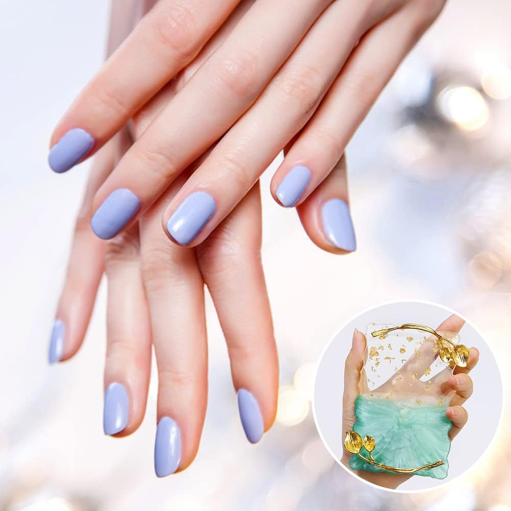 Resin Nail Art Palette, Nail Art Painting Palettes with Nail Palette Stirring Rod Gold Edge Nail Holder Nail Art Display Board Fashion Delicate Nail Tool Accessories, Type 1