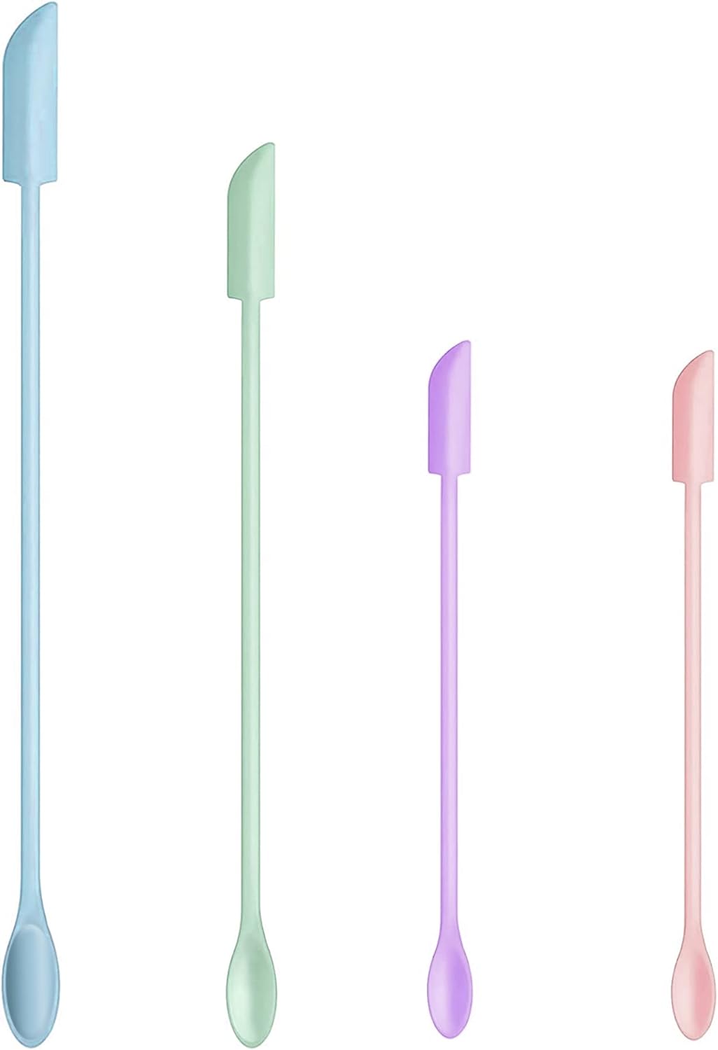 Mini Spatula Silicone Spatula Set - 4pcs Small Makeup Scrapers for Cosmetics, Reusable Beauty Tiny Tools, Thin Jar Scraper, Get the Last of the Makeup Out of the Bottle(Grace Colors)