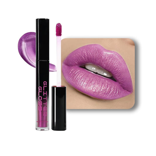Pink Purple Metallic Lipstick for Women,Glitter Sparkling Liquid Lipstick,Long Lasting Waterproof Lightweight Comfortable Non-Drying Bold Dark Lip Gloss for Gothic Stage Makeup,Cruelty Free