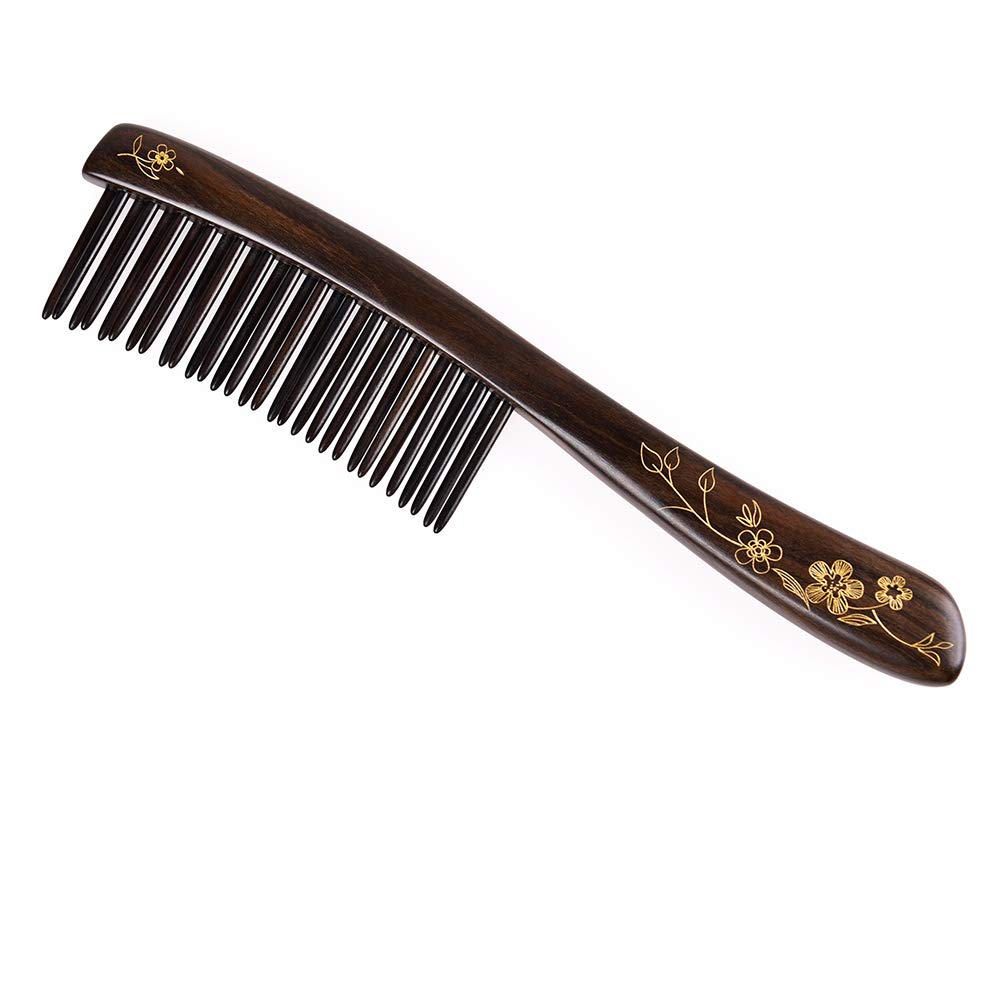 Wooden Hair Comb Wide-tooth Inserted Teeth for Women Curly Hair (CQCGB0101)