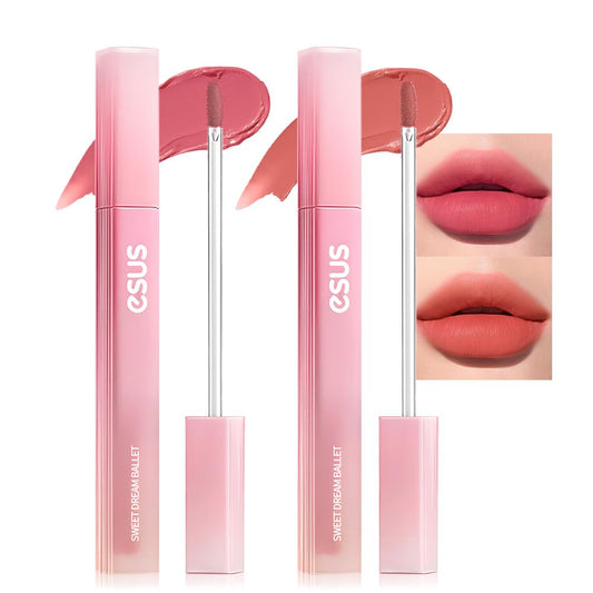 BINGBRUSH 2Pcs Velvet Light Matte Lip Tints – Colorstay Lipstick Highly Pigmented, Long-Lasting Lip Stain,Moisturizing, Waterproof, Lightweight Soft Lip Cream,Smudge-Proof & Fade-Resistant