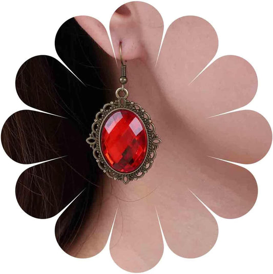 Vintage Black Crystal Drop Earrings Oval Onyx Dangle Earrings Large Onyx Stud Earrings Black Gem Hook Earrings Jewelry for Women and Girls