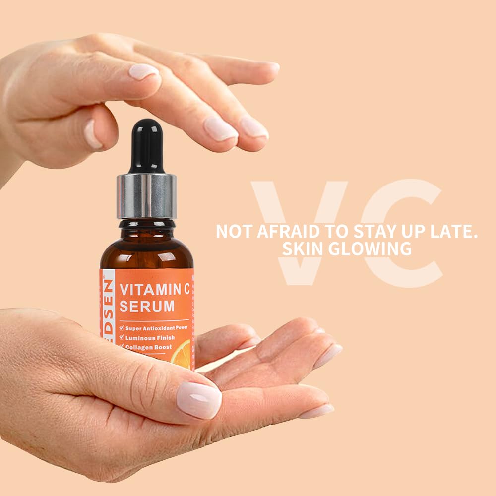 Vitamin C Serum for Face with Vitamin E & Ferulic Acid, Smoothes Wrinkles,Improves Elasticity,Firms Skin 1 Oz for Face Care, Daily Use