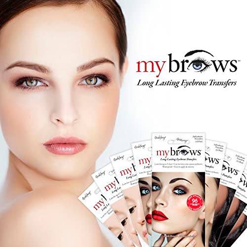 Godefroy MyBrows Long Lasting Eyebrow Transfers, High Arch, Medium Brown, 48-Pairs of Brows (96 Individual transfers)
