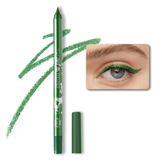 evpct 1Pcs Green Color Gel Glitter Eyeliner Pencils Set for Women Waterline Waterproof Smudge Proof lapiz de ojos delineador de ojos contra el agua Eye Liner Makeup,08# Green