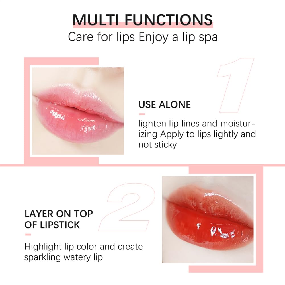 Hydrating Lip Glow Oil, Lip Oil Gloss Transparent Toot Tinted Nourishing Long Lasting Repairing Lightening Lip Lines (MAHOGANY) 0.2 OZ