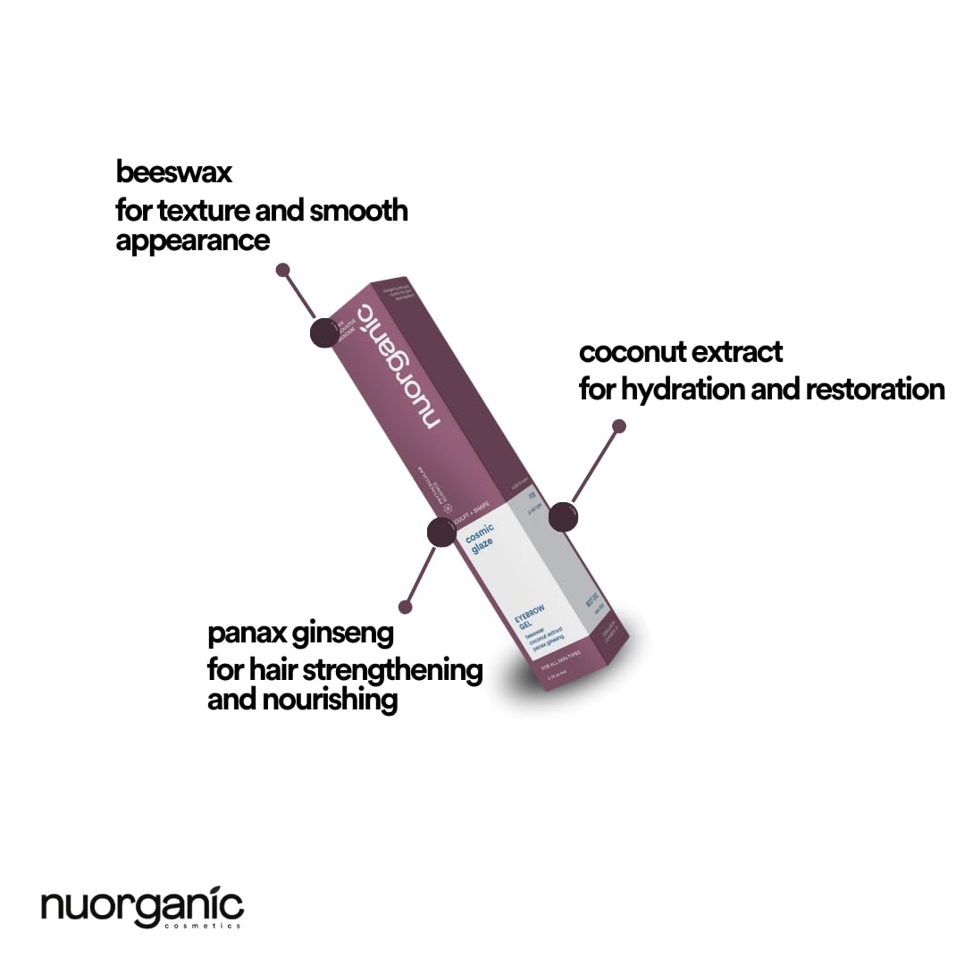 Nuorganic Brow Gel Clear - 6ml Natural Eyebrow Gel Clear, for Brow Growth | Vegan & Cruelty-Free Eyebrow Gel, Infused with Beeswax and Coconut Extract for Sculpting and Nourishing Brows
