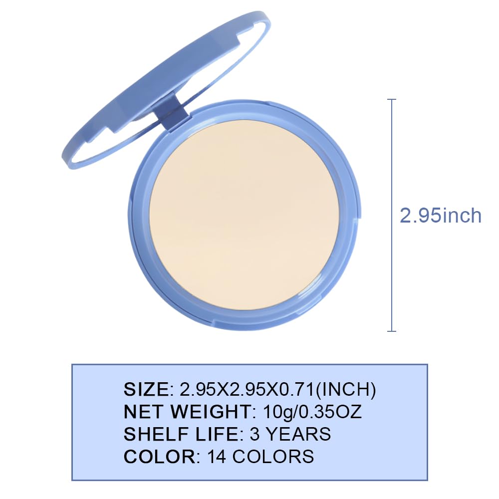 Kaely Pressed Face Powder Compact, Oil Control Flawless Makeup Setting Powder, Perfection Matte Compact Powder Foundation, polvo compacto de maquillaje, Lightweight Waterproof, 04 Nude Translucent