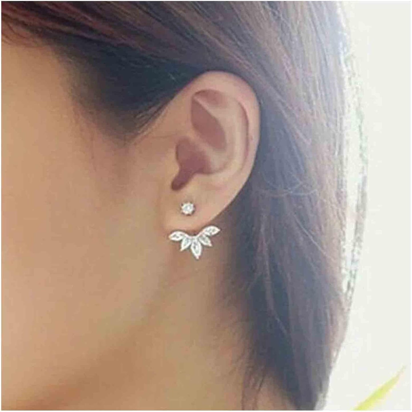 Boho Crystal Lotus Jackets Earrings Gold Crystal Studs Earrings Sparkle Rhinestone Ear Jackets Earrings CZ Ear Climber Earrings Wedding Earrings Jewelry for Women and Girls