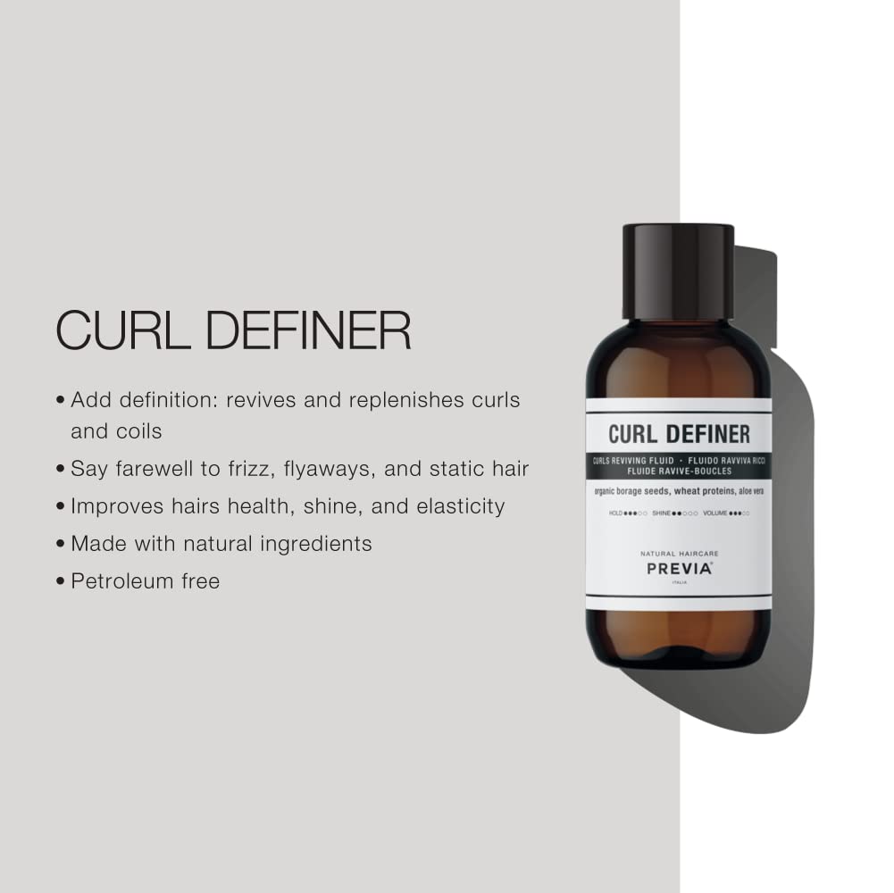 PREVIA Curl Definer Hydrating Serum for Curly Hair – Vegan Oil for Frizz Control, Moisturizing & Enhancing Curls – Sulfate-Free, Paraben-Free,Natural Ingredients for Soft, Shiny,Bouncy Curls 3.38 oz