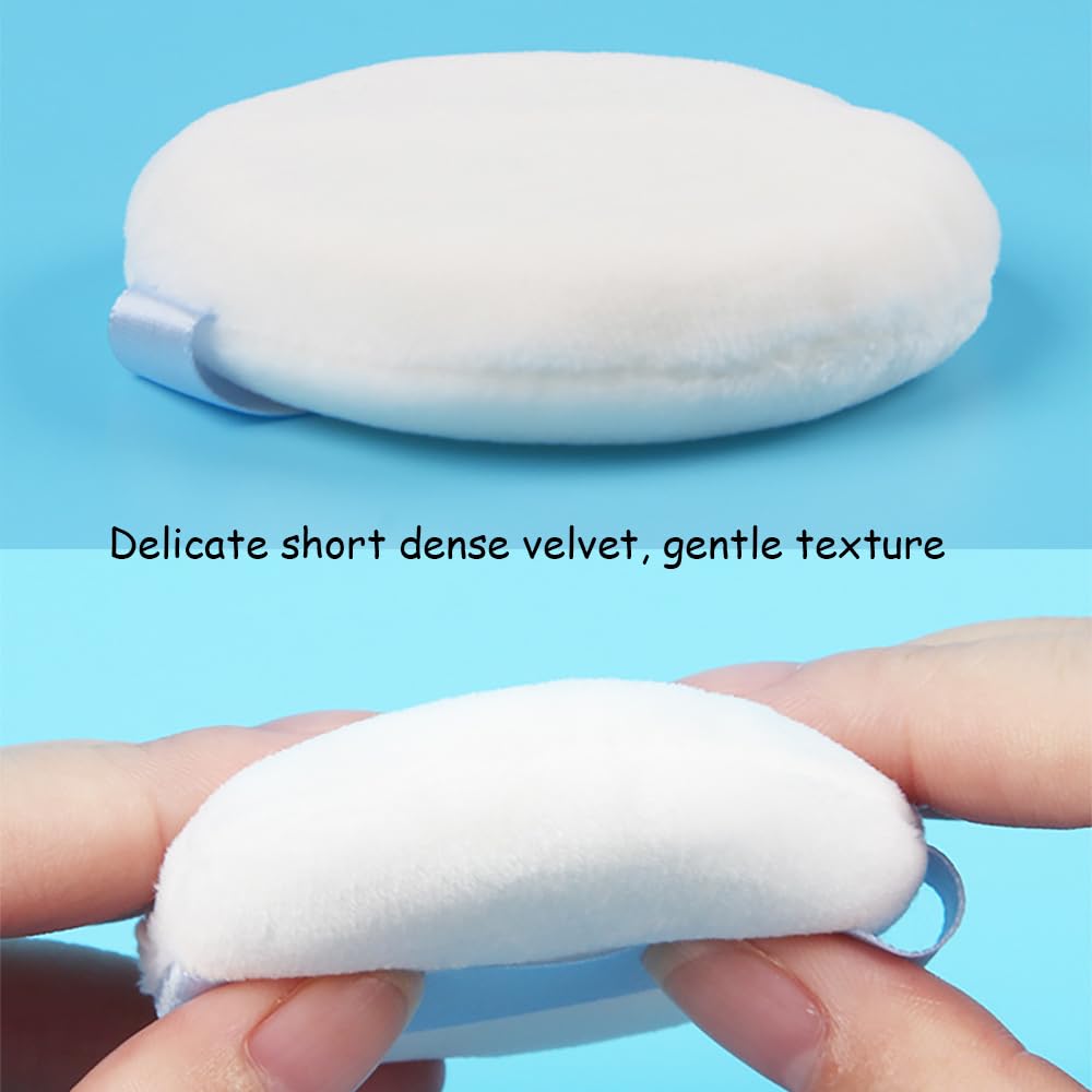 Ultra Soft Powder Puff and Container 3.3" High Density Velvet Dusting Washable Reusable Powder Puff,Body Powder Puff and Glass Jar Holder Loose Powder Box with Puff for Face Makeup(Purple)