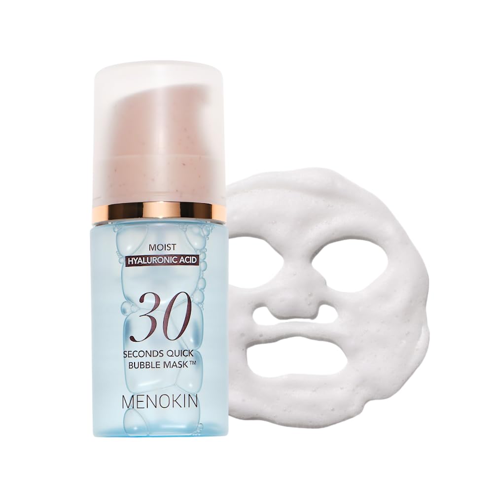 MENOKIN 30 Seconds Quick Bubble Mask [MOISTURE] - [Hyaluronic Acid] in Micro-bubbles, 8 Types for 96% Moisture Improvement, Deep Hydration, Niacinamide, Korean Skin Care Essential, 50 Uses, 2.36 fl.oz