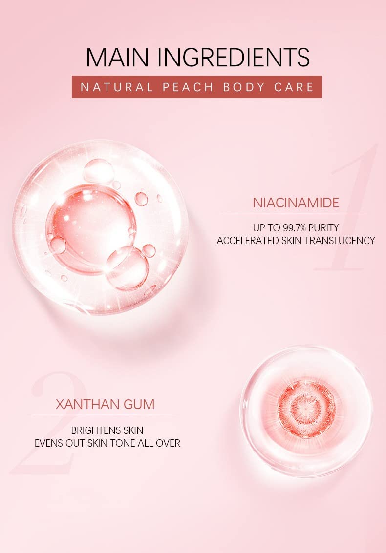 Peach Body Lotion Moisturizes Dry Skin Hydrating Improve Skin Tone| Brightening| Mild| Lightweight
