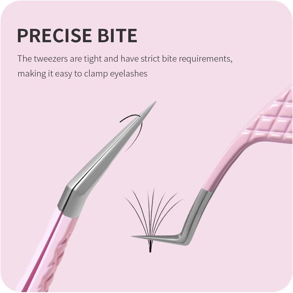 Eyelash Extension Tweezers,Fiber Tip Grip Boot Volume Lash Tweezers,Professional Pointed Lash Extension Tweezers for Easy Lash Application and Removal-F08