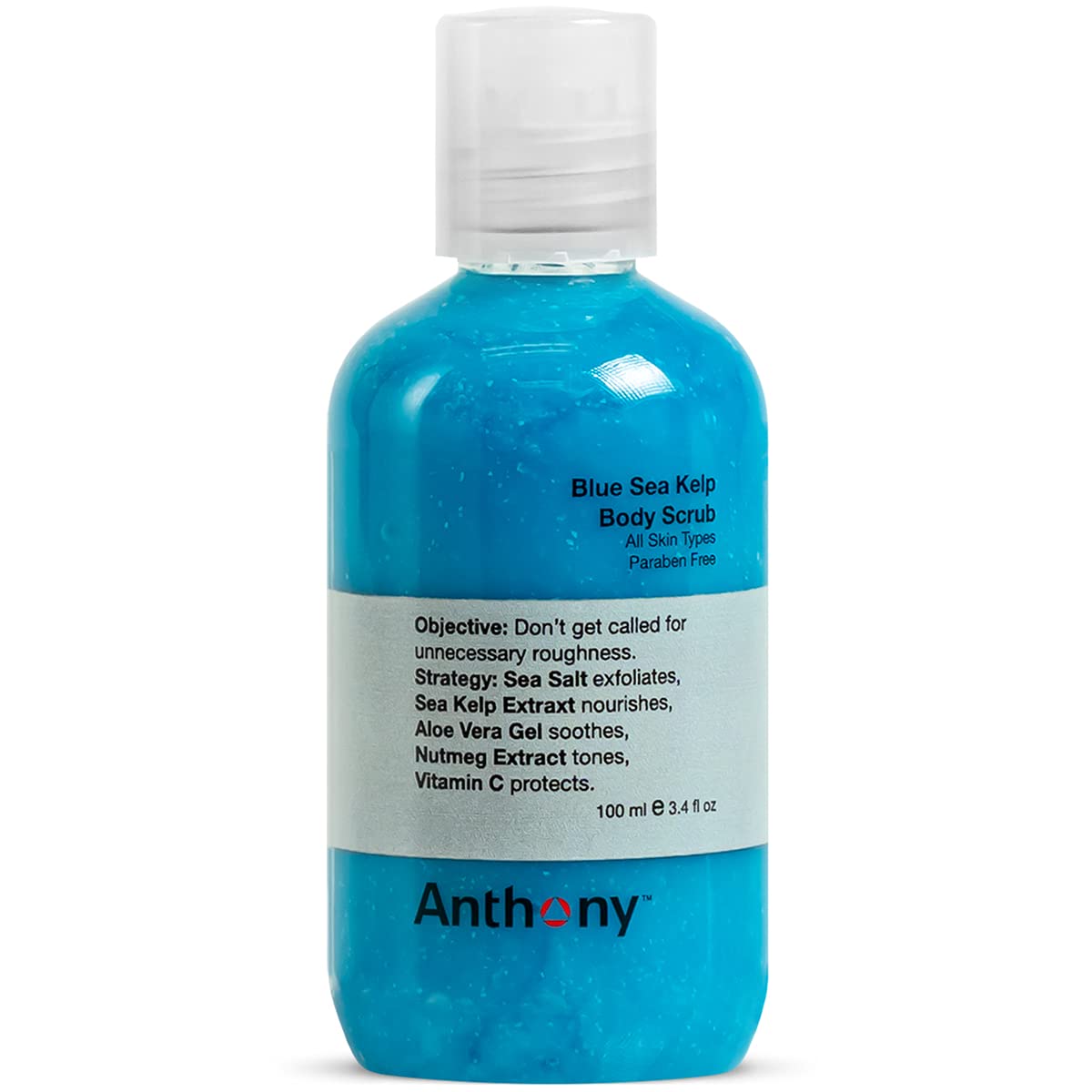 Anthony Exfoliating Body Scrub – Sea Salt, Vitamin C, And Aloe Vera Deep Cleans, Smooths Rough Patches & Soothes and Protects Skin – Blue Sea Kelp Body Wash 3.4 Fl Oz