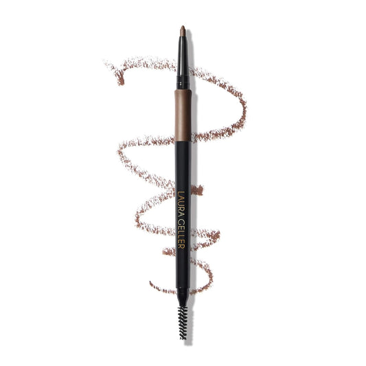 LAURA GELLER NEW YORK INKcredible Waterproof Brow Pencil- Blending Spoolie Brush - Long Lasting Eyebrow Filler (03 Medium Brown)