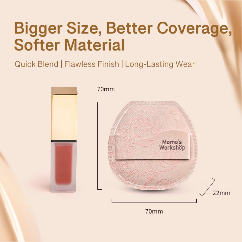 Makeup Sponge, Rubycell, Flat-cut Shape,Foundation Sponges with Glossy PU Leather, for Liquid/Sheer Foundations, Cosmetic Puff, Medium Bounce,Travel Friendly & Reusable,2pcs & Storage Case