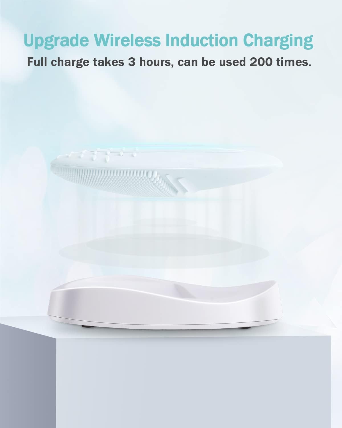 EZBASICS Facial Cleansing Brush Made with Ultra Hygienic Soft Silicone, Waterproof Sonic Vibrating Face Brush for Deep Cleansing, Gentle Massaging, Inductive Charging (Grey) 1 Pack+5 Speed Settings