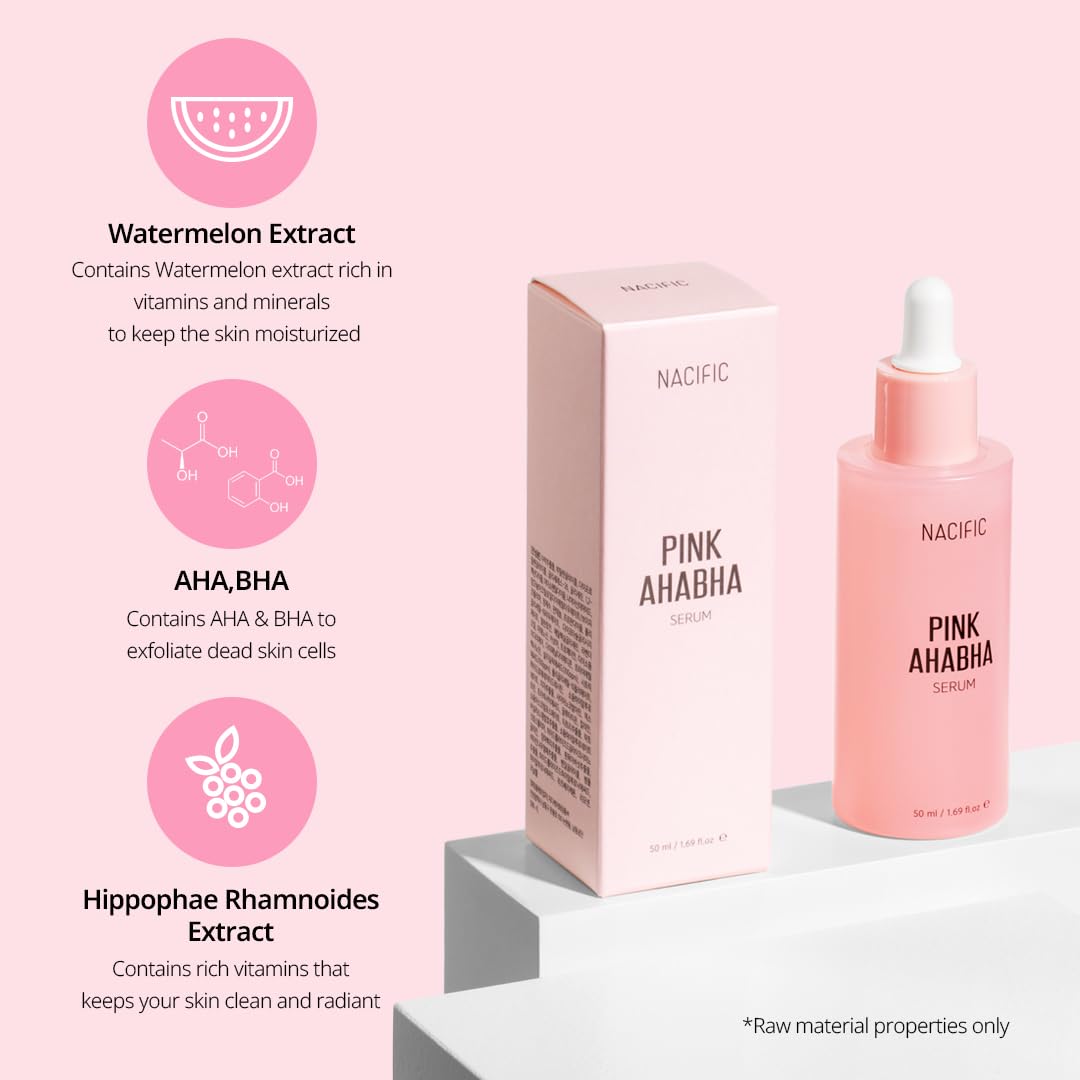 NACIFIC Pink Aha Bha Triple Set (Toner 150ml, Serum 50ml, Cream 50ml) AHA, BHA, Watermelon extract, Glow, Moisturizing, Hyaluronic Acid