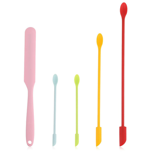 5 PCS Beauty Spatula Makeup Spatulas Silicone Cosmetics Lotion Spatula Multicolor Facial Spatula Set Reusable Rubber Spatula Beauty Silicone Stir Sticks for Cosmetic Kitchen Bottles