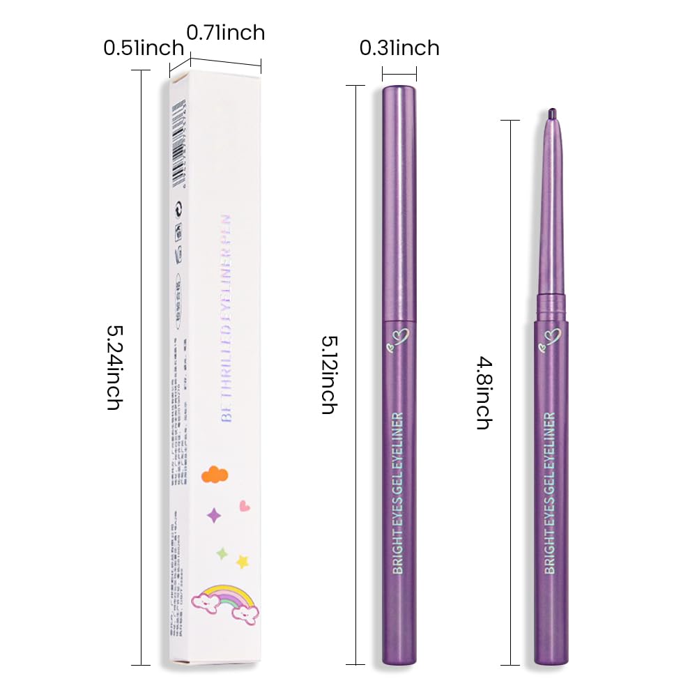 Kaely 1.5mm Skinny Gel Eyeliner Pencil,Grape Purple Cat Eye Liner Makeup Pen,Cream Smooth Eyeliner Crayon,delineador de ojos contra el agua,Waterproof Long Lasting 16 Hour,Vegan & Cruelty Free,05