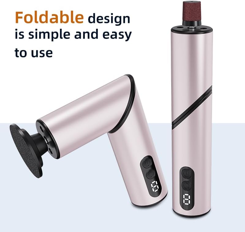 Foldable Foot Callus Remover Tool Electric-Professional Aluminum Callus Remover for Feet-Stepless Speed Control Pedicure Tools for Dead Skin with 20pcs Sandpaper Discs