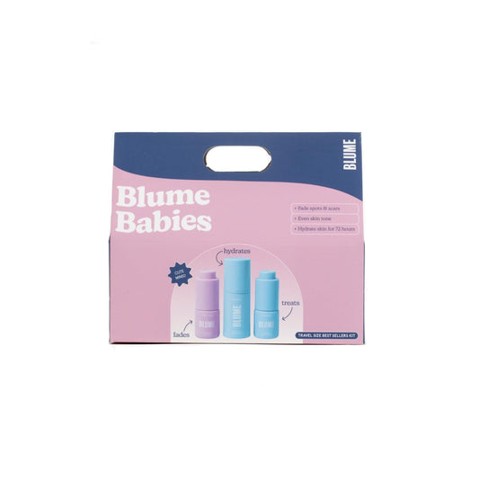 Blume Babies Travel Size Skincare - Skincare Gift Set Includes Meltdown Acne Oil, Milky Fade Dark Spots Serum, and Meltdown Gel Cream Face Moisturizer for Acne and Blemish Prevention (3 Count)