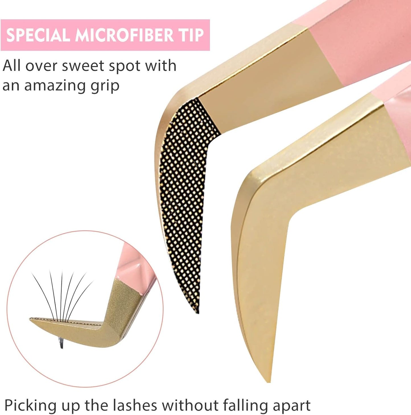 Ms.Queen Lash Tweezers for Eyelash Extensions,Fiber Tip Eyelash Tweezers for Mink Lashes Fan Making Mega Volume Boot Lashing Tweezers