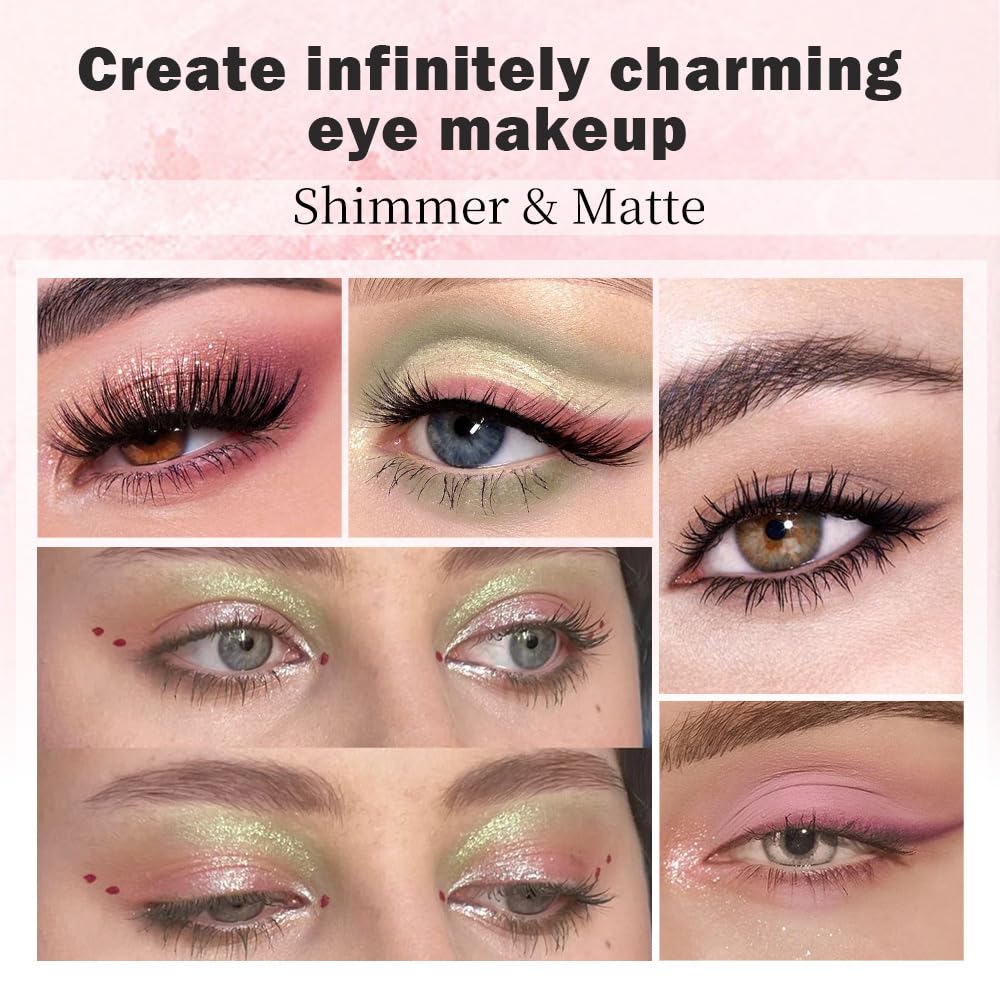 Nude Pink 7Colors Eyeshadow Makeup Palette with Mirror,Green Natural Neutral Eye Shadow Palettes for Older Women,Long Lasting Naturing-Looking,Lightweight,Waterproof,Eye Makeup Kit Travel Size,Vegan