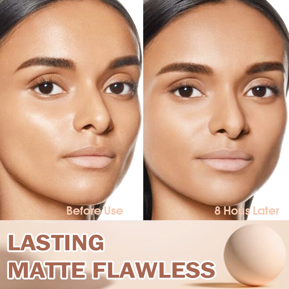 Kaely Oil Control Face Pressed Powder, Perfection Matte Compact Powder, Long Lasting Waterproof Finishing Powder Makeup, polvo compacto de maquillaje, Lightweight, Vegan, 220 Sand