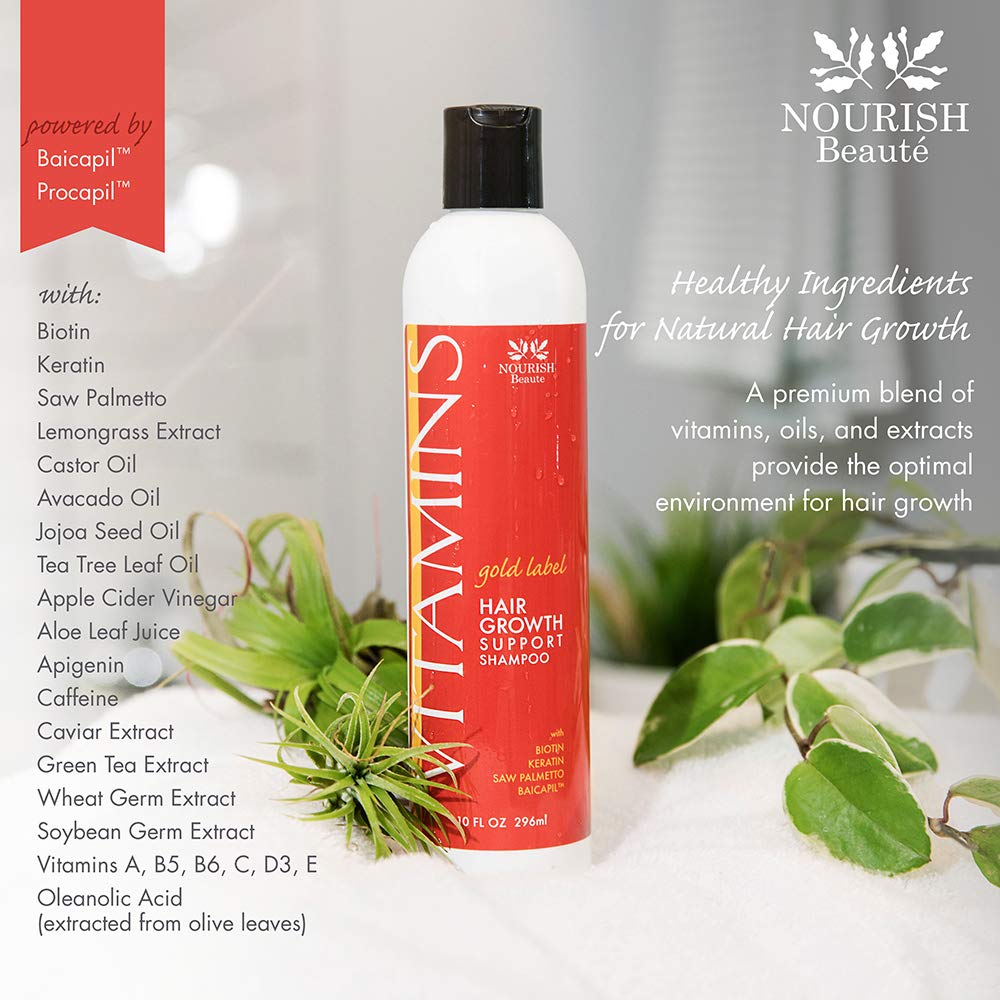 Nourish Beaute Vitamins Premium Shampoo and Conditioner Set for Hair Loss that Promotes Hair Regrowth For Men and Women, 2 Pack, 10 Ounces Each