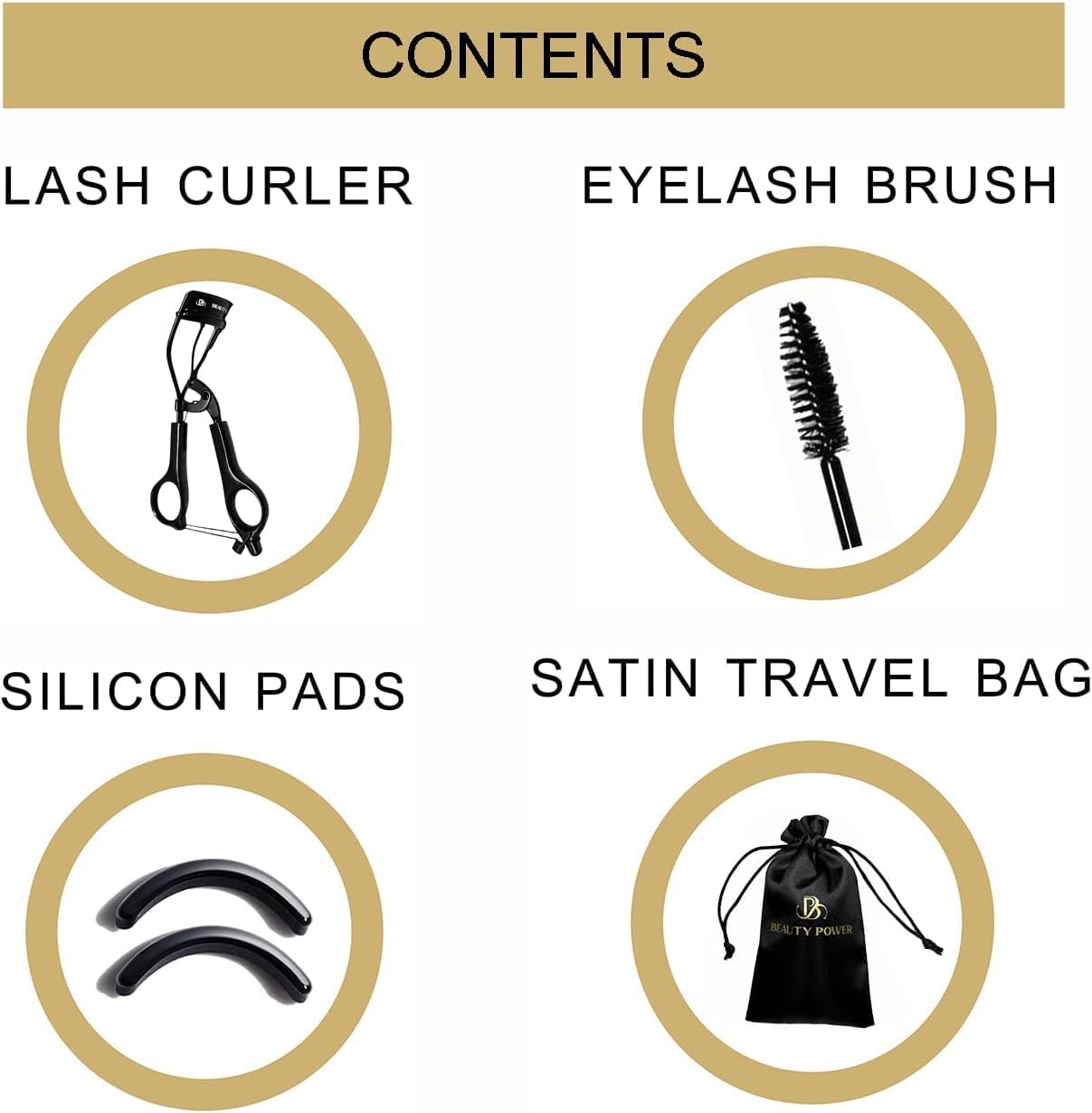 Eyelash Curler - Precision Lash Lift in Seconds with 5 Replacement Pads, Eyebrow Brush & Satin Travel Bag - Gentle & Safe, German Stainless Steel for Perfect Extra Curls - Gift (Black)