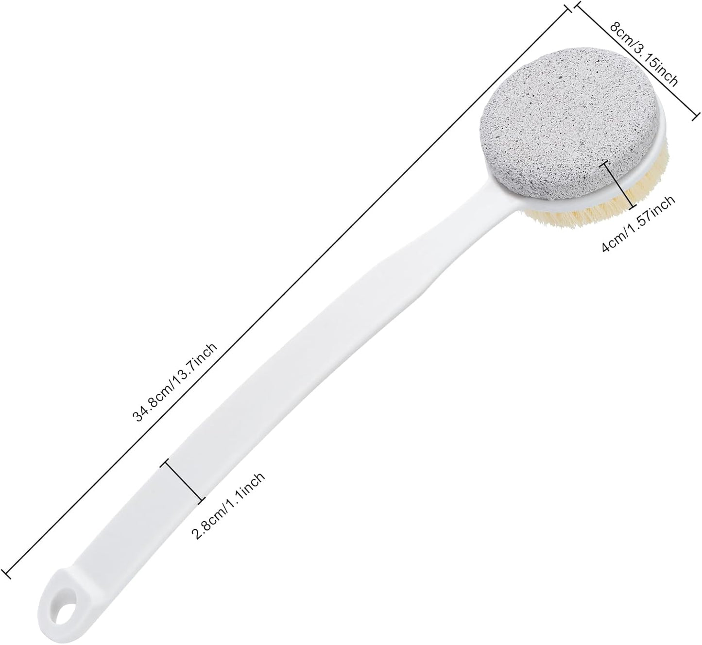 Pumice Stone for Feet with Long Handle (Double-Faced Curved Handle,White, Count, 2.0)