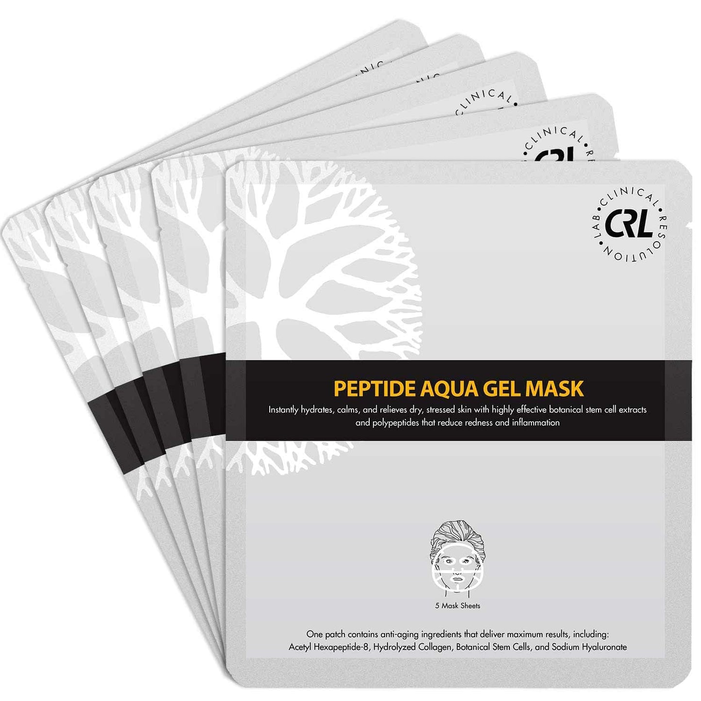 Clinical Resolution CRL Peptide Aqua Gel Mask 5 Pack, Instant Hydration, Soothing, Cooling, Healing, Post-Treatment, Post Microneedling, Reduce Redness and Stinging Feeling