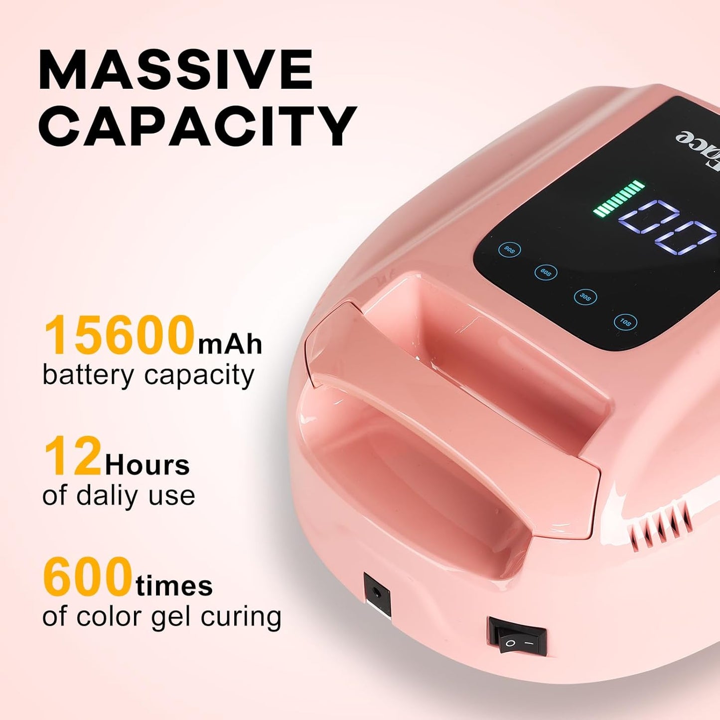 96W Rechargeable UV LED Nail Lamp UV Light for Gel Nails Cordless Nail Lamp Nail Dryer with 42 Beads Smart Sensor & Metal Base