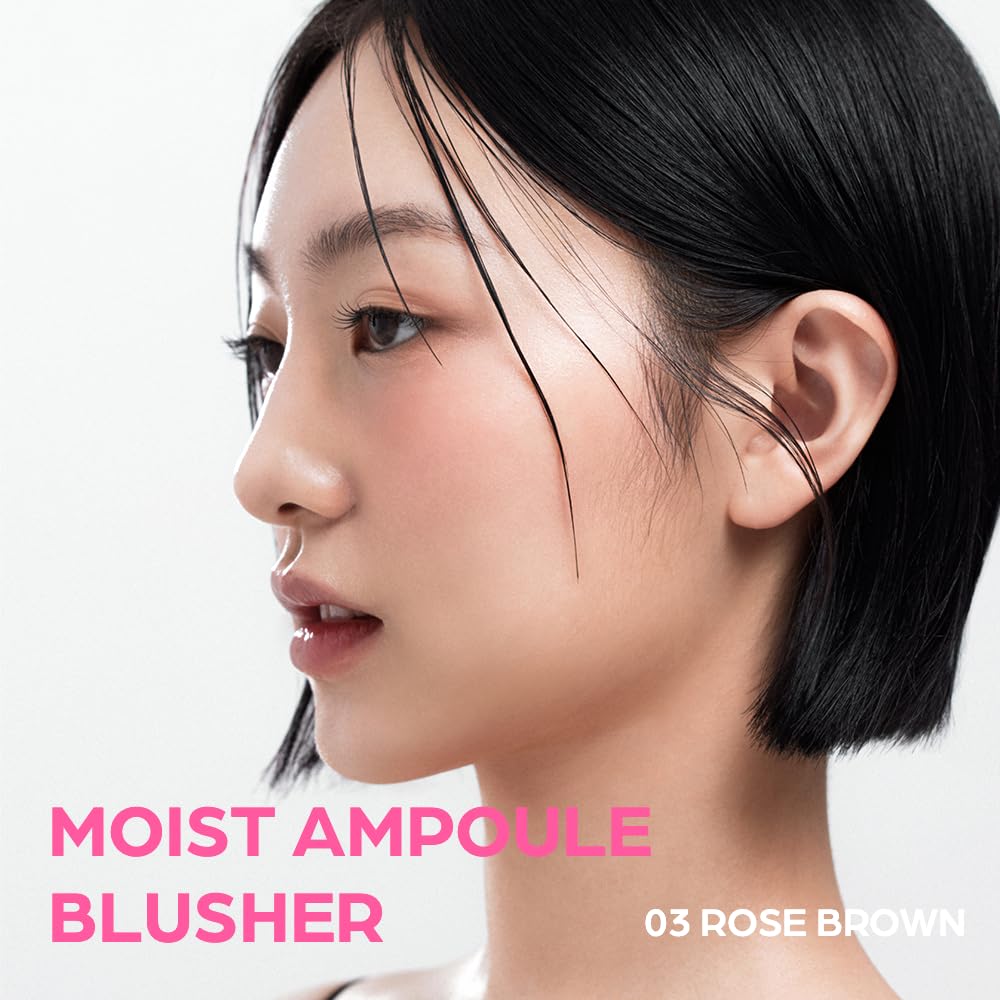 Moist Ampoule Blusher with 50% Moisture Essence | Hydrating & Long-Lasting Blush | 0.68fl.oz (9 Shades) (Rose Brown)