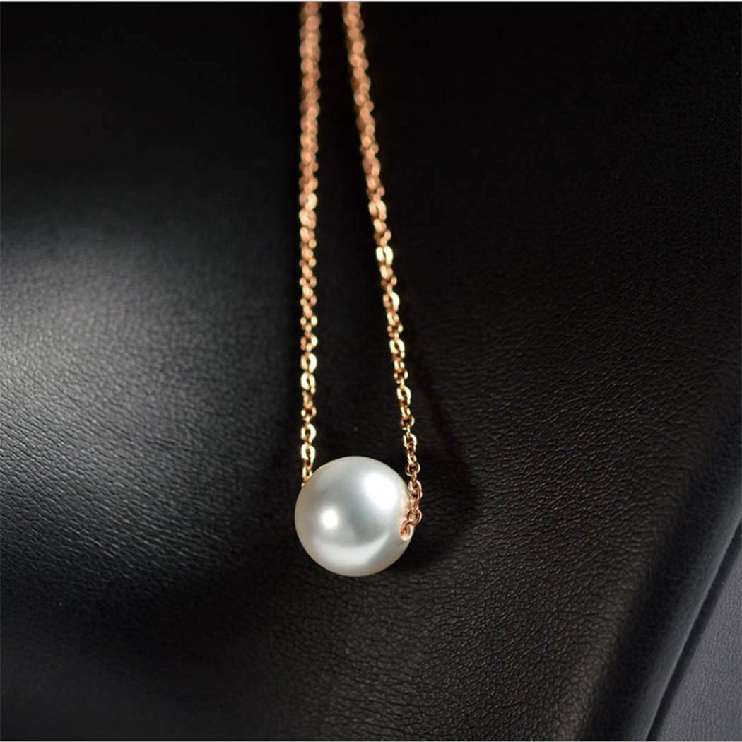 Single Pearl Pendant Necklace Chain Gold Necklace Short Necklaces for Women and Girls (Gold)