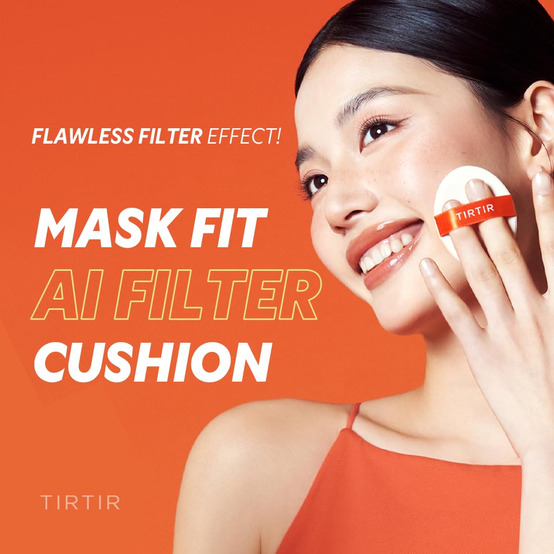 [*Mini Size*] TIRTIR Mask Fit Ai Filter Cushion Foundation | AI-Like Semi-Matte Finish - Up to 72-Hour Medium to Full Coverage Korean BB Cushion Make up Beauty, #33N Macchiato, 0.15 Fl Oz