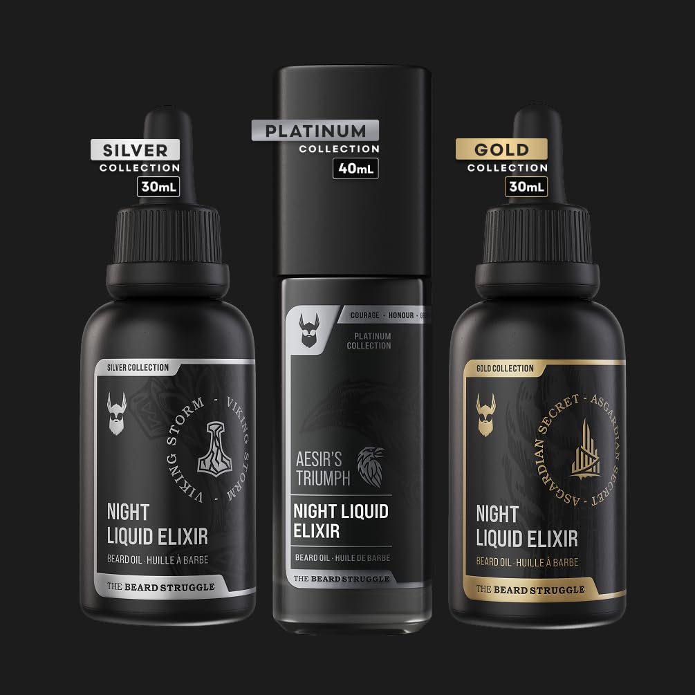 The Beard Struggle - Beard Growth Oil - Valhalla's Gates, Gold Collection (1 Fl oz) - Night Liquid Elixir - Beard Oil for Men - Softens, Moisturizing, & Healthier Beard Growth