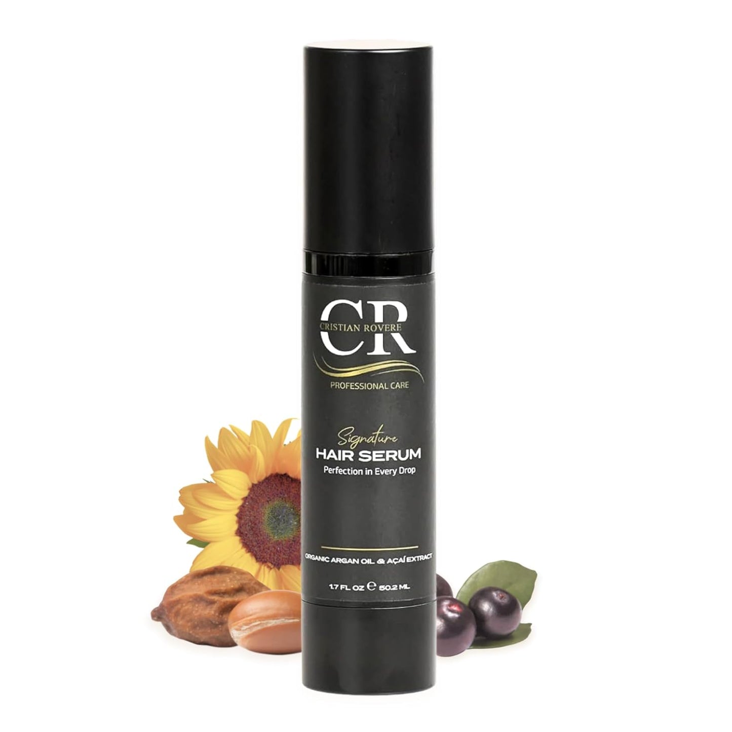 Cristian Rovere - Signature Hair Serum - Organic Argan Oil & Acai Extract - Frizz Control & Shine Serum - Sulfate Free & Paraben Free - Lightweight Hair Oil for Smoothness - 1.7 Fl Oz