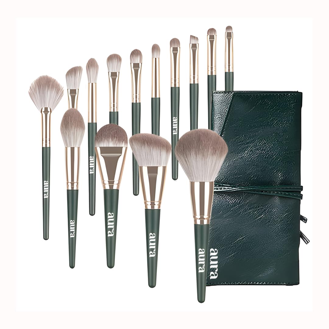 Aura Professional Makeup Brush Collection, Makeup Brushes 14pcs Premium Makeup Brushes Set Complete Cosmetic Brush Collection for Foundation Blending Powder
