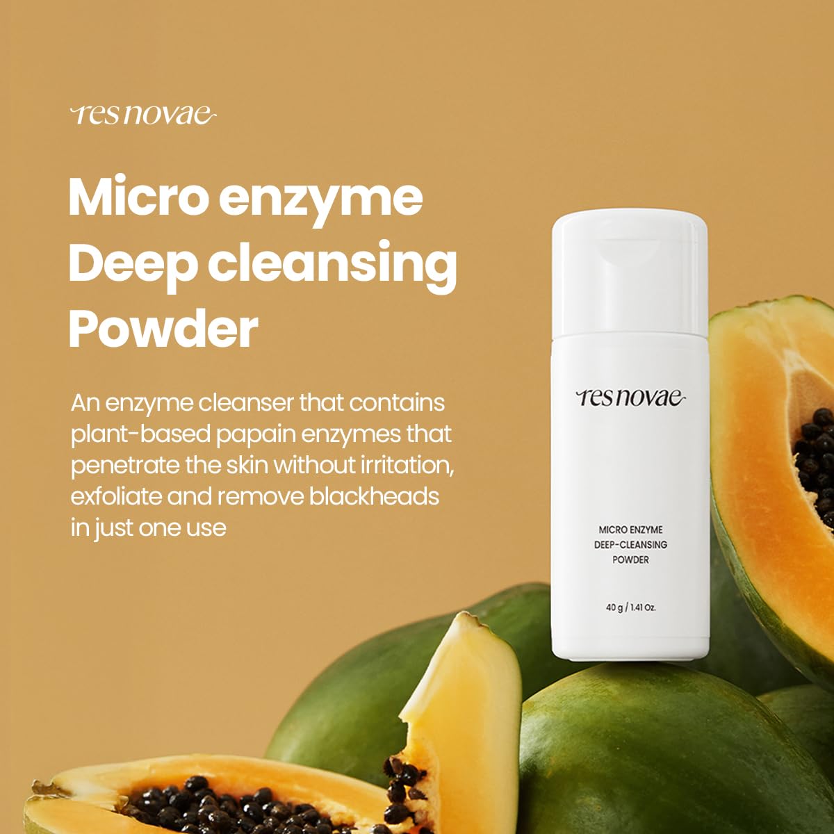 Enzyme Cleansing Powder – 40g (1.41 oz) – Purifies Pores, Removes Blackheads & Whiteheads, With Papain Enzyme for Smooth & Clear Skin | Low pH, Non-Irritating, For Sensitive Skin